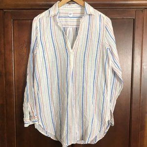 GAP Boyfriend Fit 100% Linen Tunic Shirt Striped Small